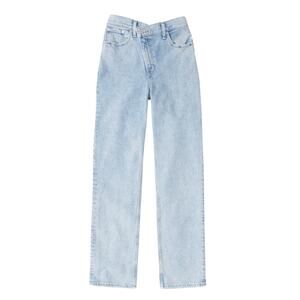 Abercrombie & Fitch The 90 Straight Leg Ultra High Rise Washed Blue Jeans Size 4